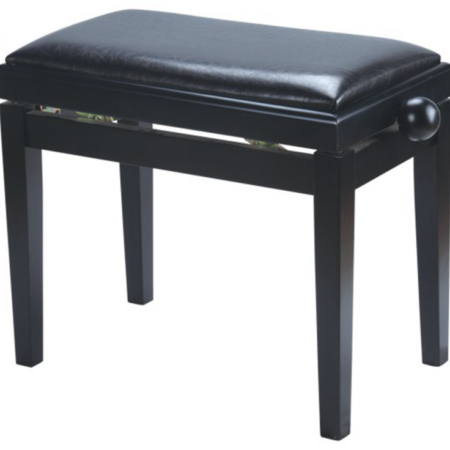 Melody adjustable piano bench Satin Black Black Leather
