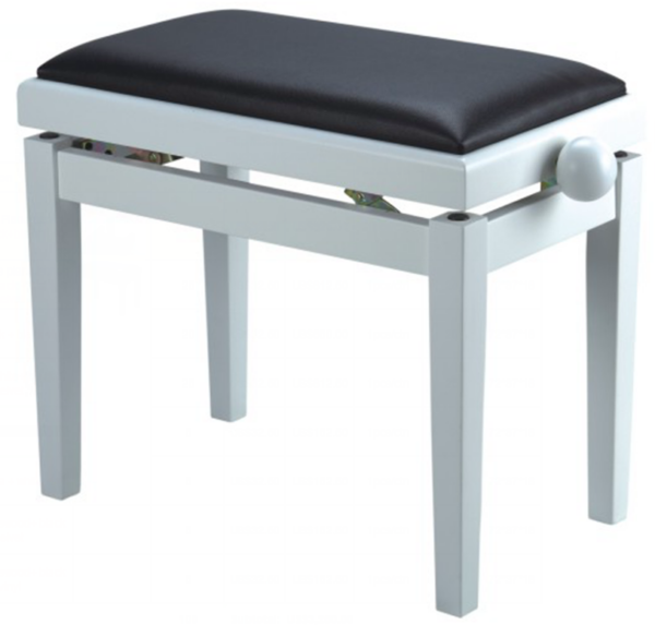 Melody adjustable piano bench Satin White Black Leather